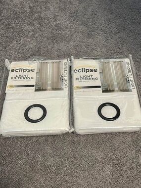 Eclipse Light Filtering Panel Pair in Liberty White with Black Grommets
